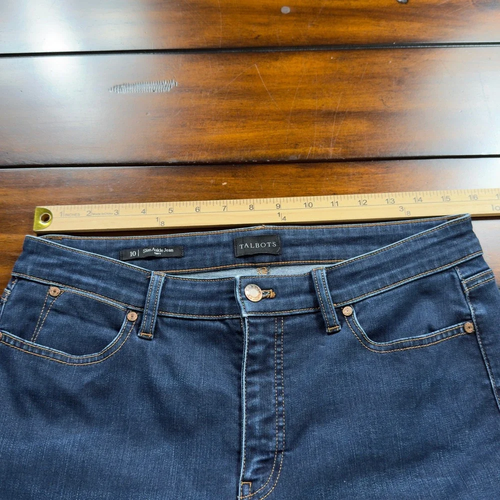 Talbots Slim Ankle Jeans Womens 10 Dark Wash Curvy Slimming Denim Pants NWT